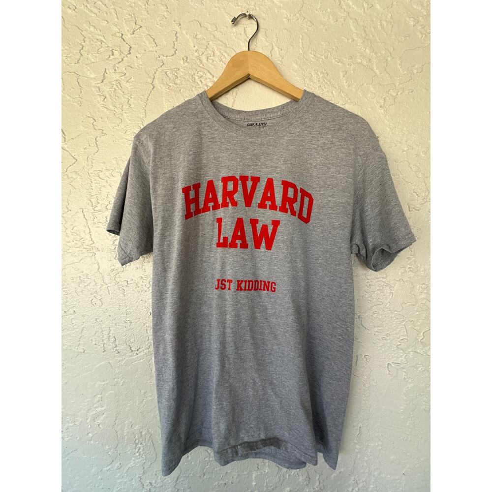 Surf Style Harvard Law - Just Kidding - Joke Shirt - Size Medium - Gray - Funny!